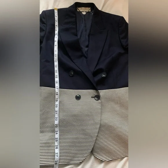 Stella McCartney Colorblock Double-Breasted Blazer Navy/Gray Size IT 42 US 6-8